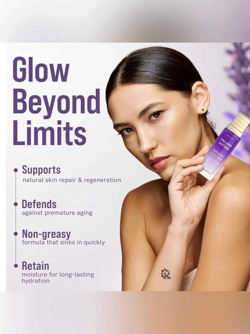 Collagen & Peptides Anti-Aging Facial Serum — Purple